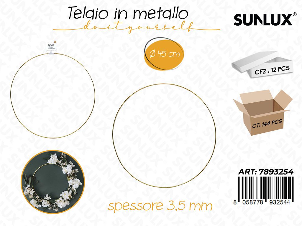 Sunlux Telaio Cerchio in Metallo 45CM*3.5MM