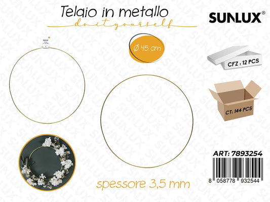 Sunlux Telaio Cerchio in Metallo 45CM*3.5MM