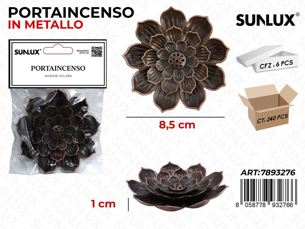 Sunlux Portaincenso Fiore Metallo 8.5*1CM