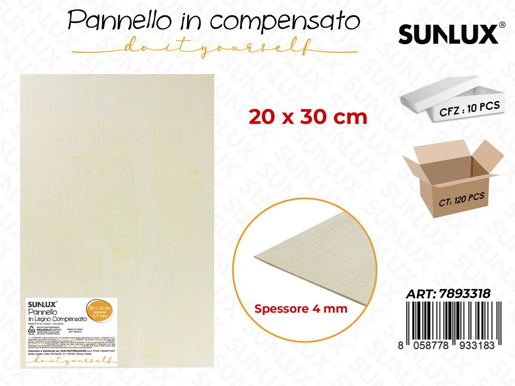 Sunlux Pannello in Legno Compensato 20*30CM