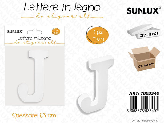 Lettera J in Legno 11*1.3CM
