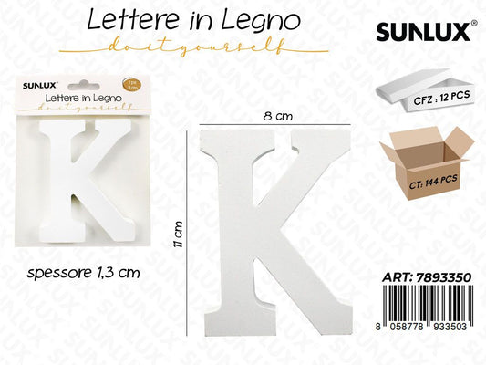 Lettera K in Legno 11*1.3CM