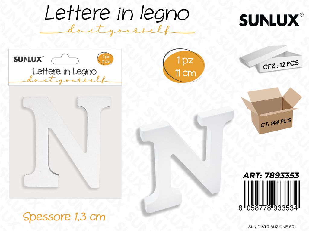 Lettera N in Legno 11*1.3CM