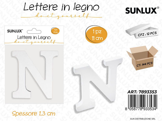 Lettera N in Legno 11*1.3CM