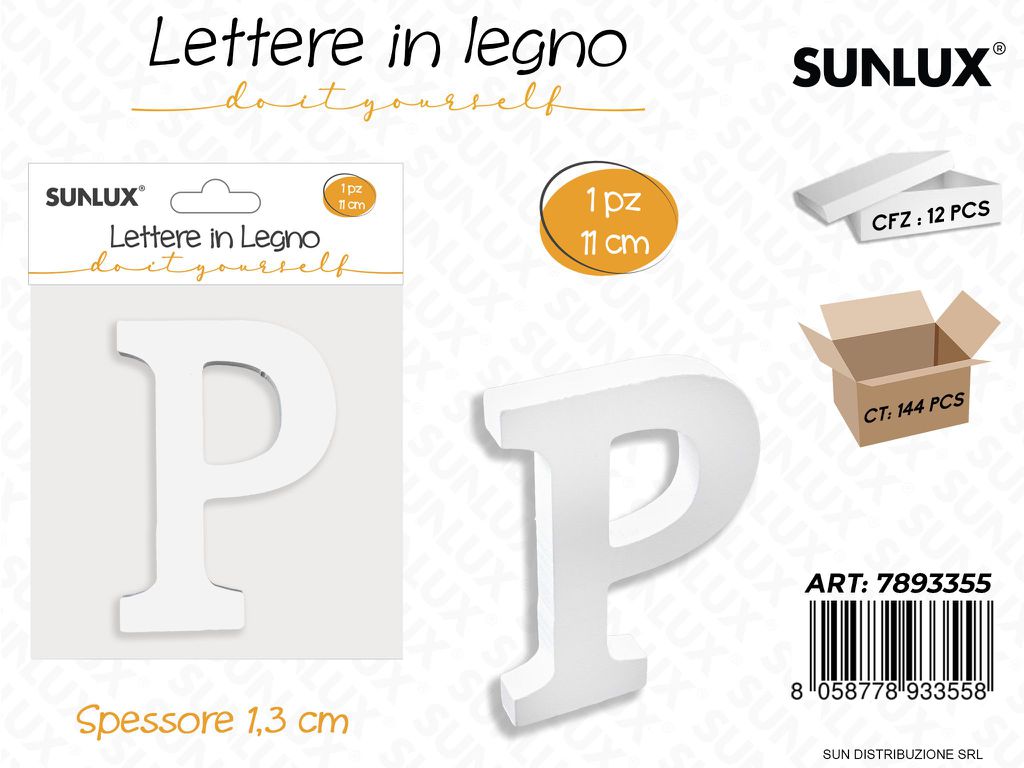 Lettera P in Legno 11*1.3CM