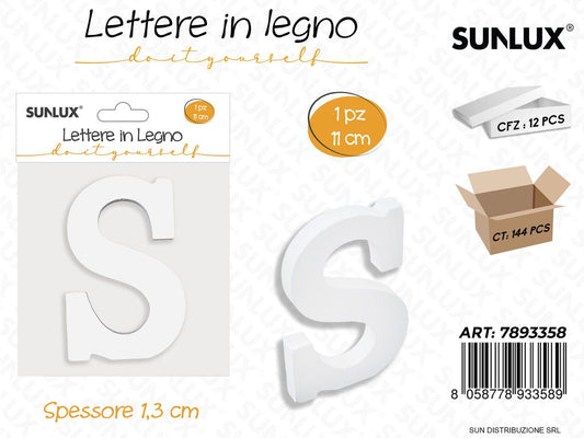Lettera S in Legno 11*1.3CM