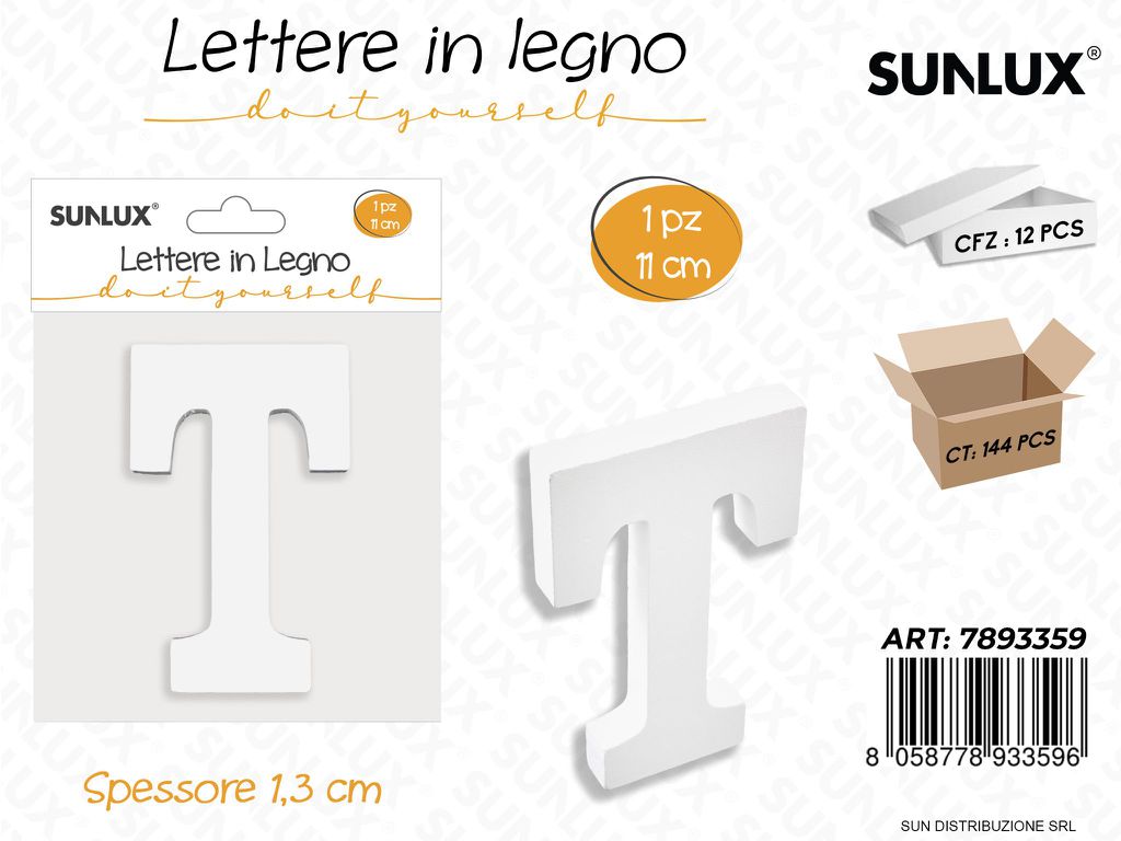 Lettera T in Legno 11*1.3CM