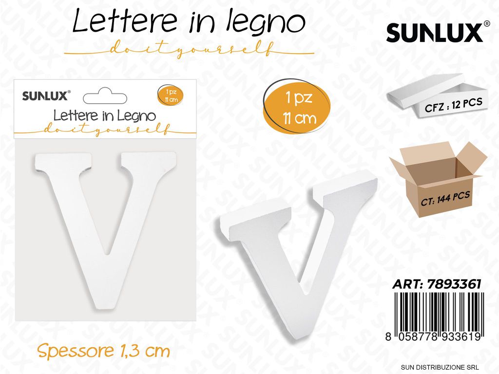 Lettera V in Legno 11*1.3CM