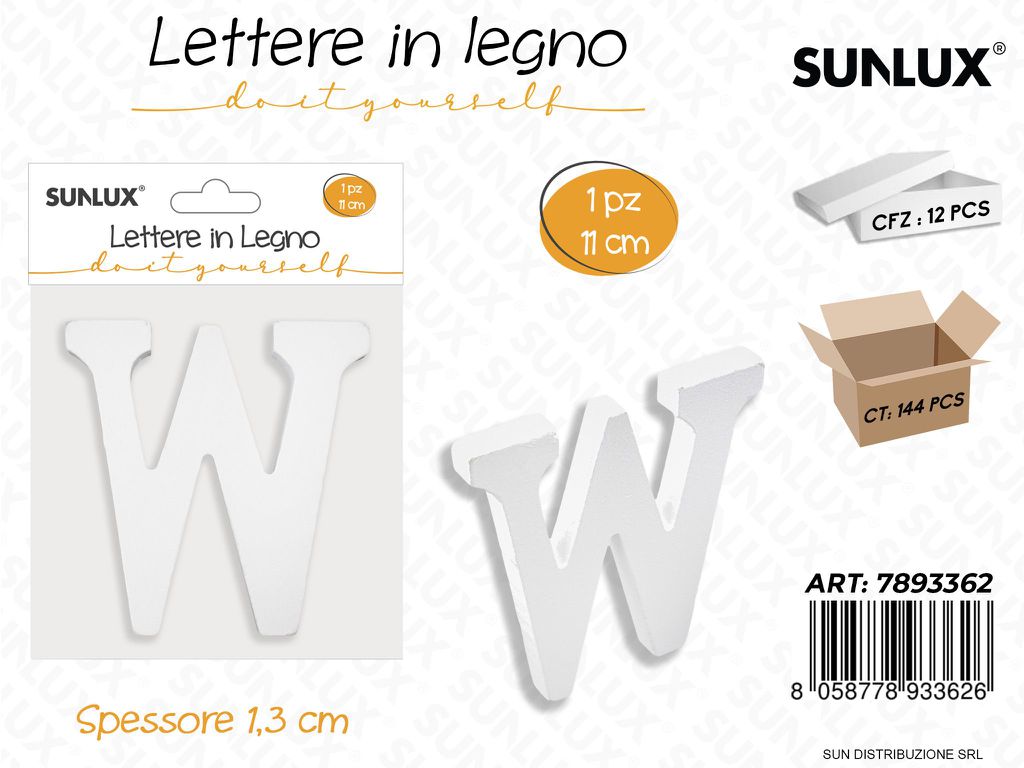 Lettera W in Legno 11*1.3CM