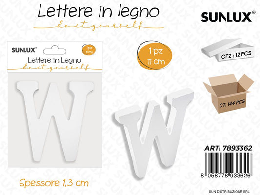 Lettera W in Legno 11*1.3CM