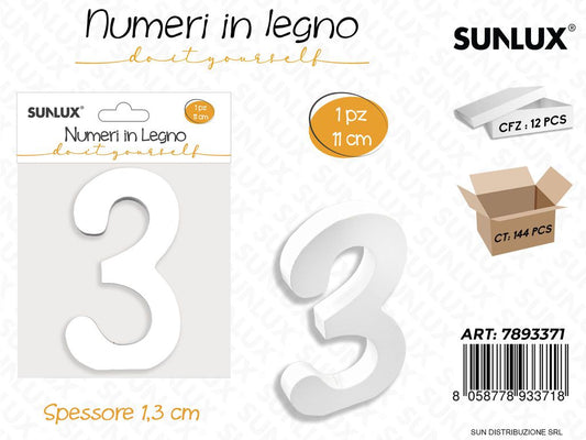 Numero 3 in Legno 11*1.3CM