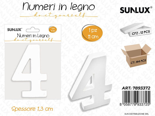 Numero 4 in Legno 11*1.3CM