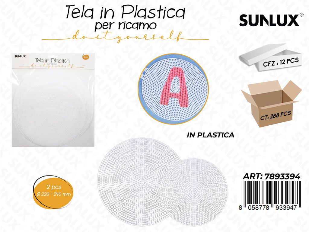 Sunlux Tela in Plast. per Ricamo 220-240MM 2PCS
