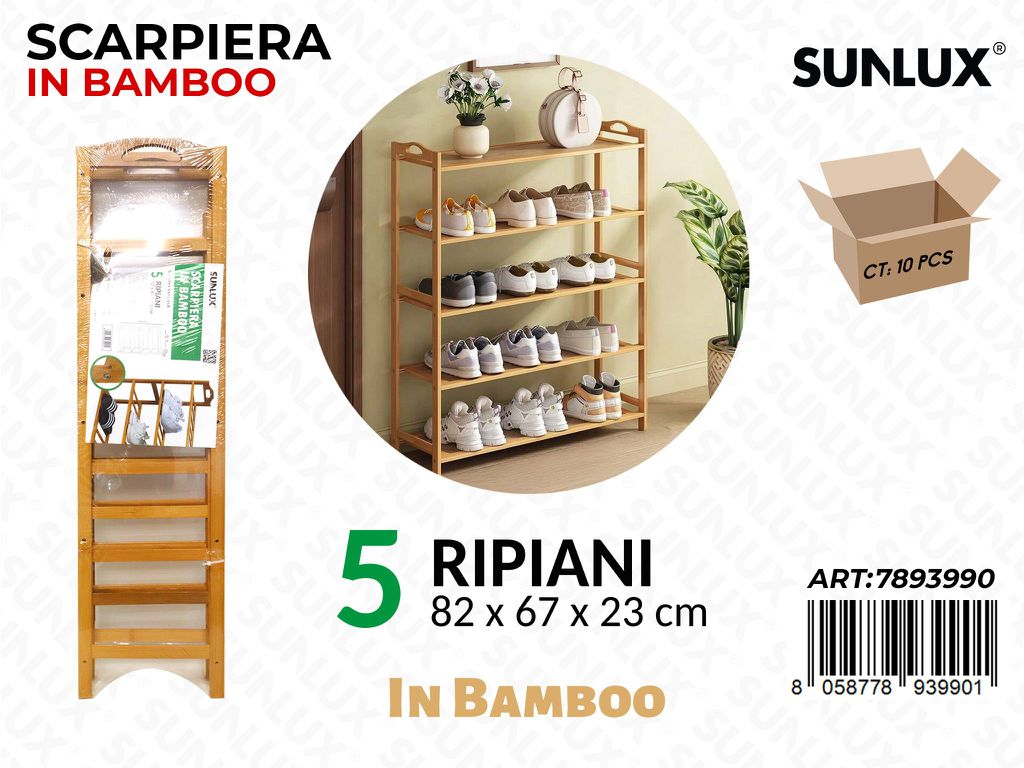 Sunlux Scarpiera in Bamboo 5RIPIANI 82*67*23CM
