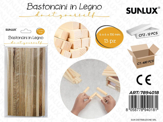 Bastoncini in Legno 13PCS 6*6*150MM