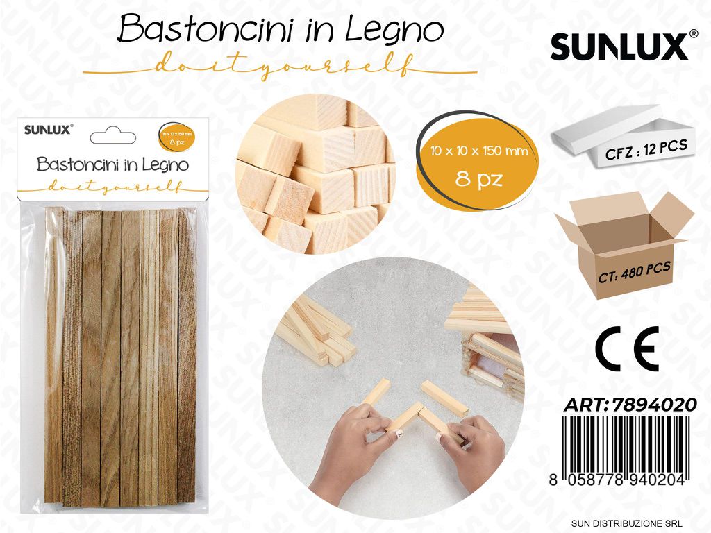 Bastoncini in Legno 8PCS 10*10*150MM
