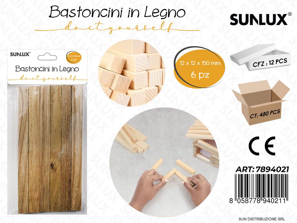 Bastoncini in Legno 6PCS 12*12*150MM