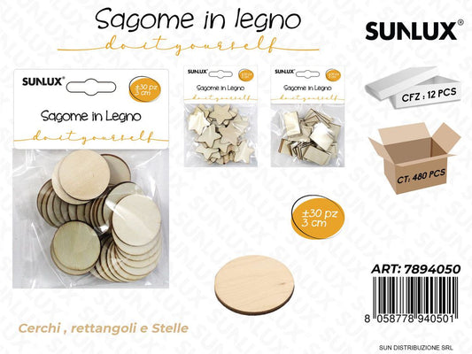 Sagome in Legno Ass. 30PCS 3CM