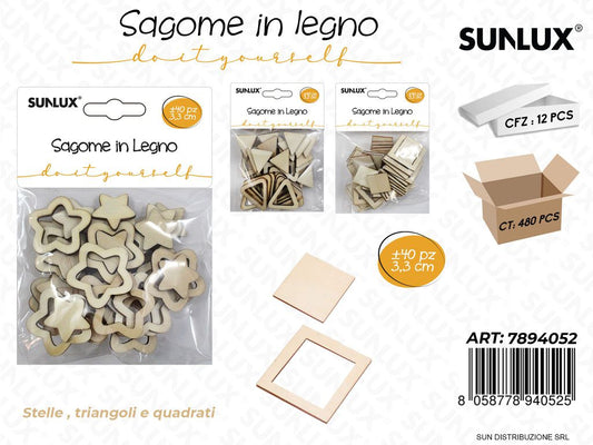 Sagome in Legno Ass. 40PCS 3.3CM