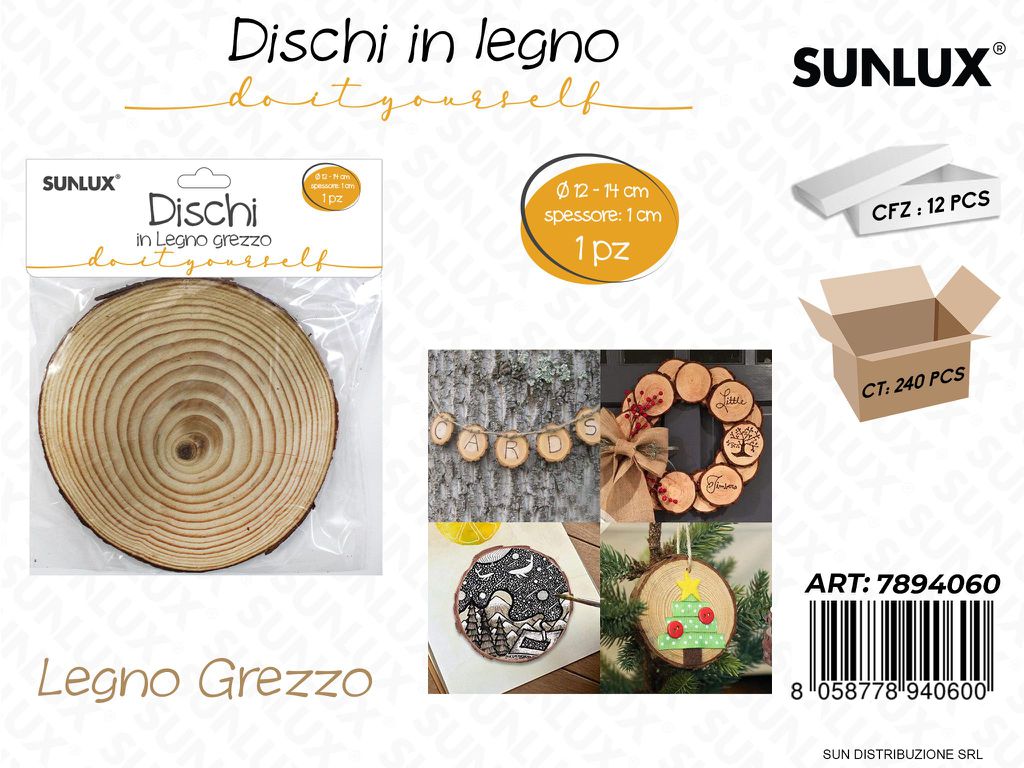 Dischi in Legno Grezzo 1PC D. 12-14*1CM