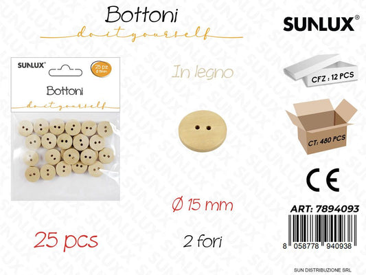 Bottoni in Legno 25PCS D.15MM