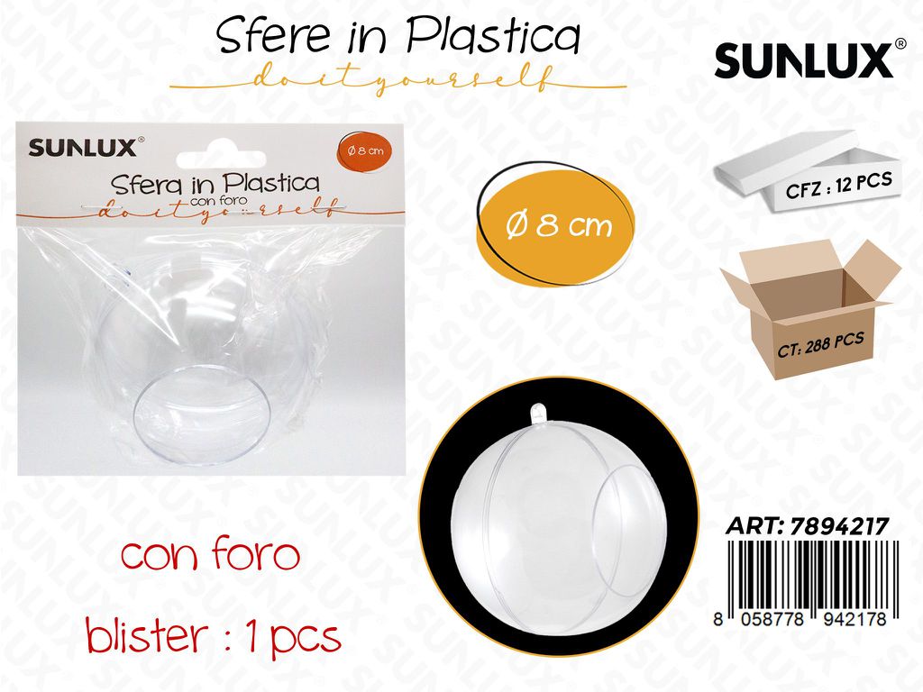 Sfera in Plastica c/ Foro D.8CM