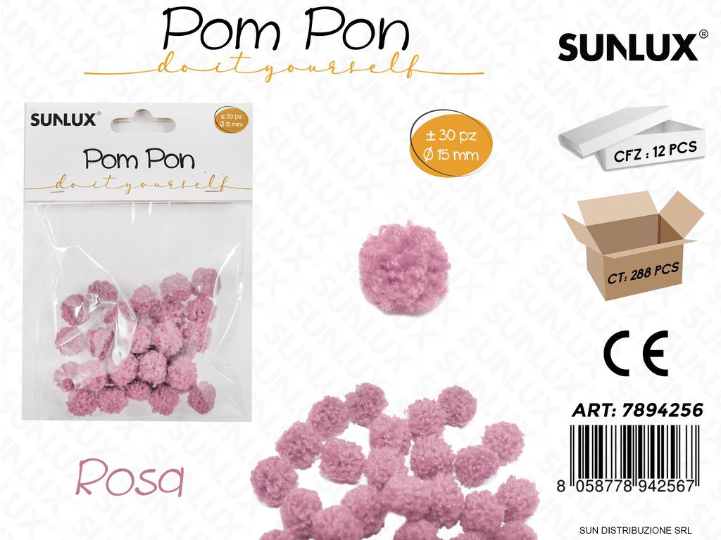 Pompon Rosa D.15MM-30PCS