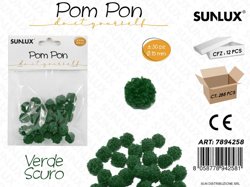 Pompon Verde Scuro D.15MM-30PCS