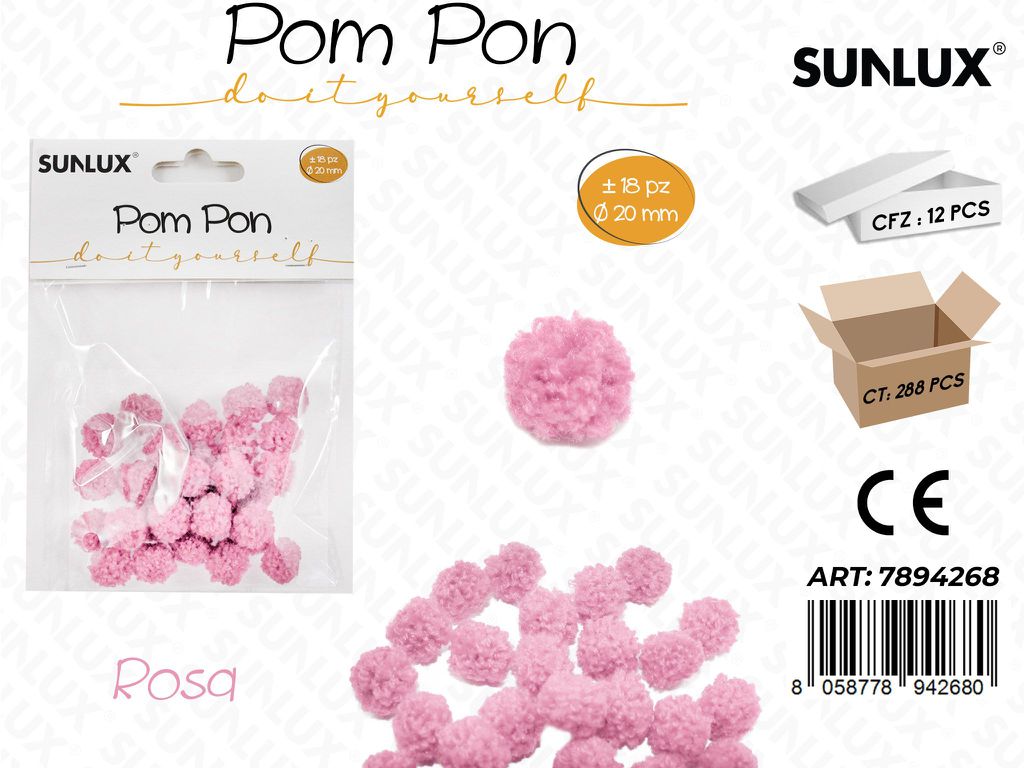 Pompon Rosa D.20MM -18PCS