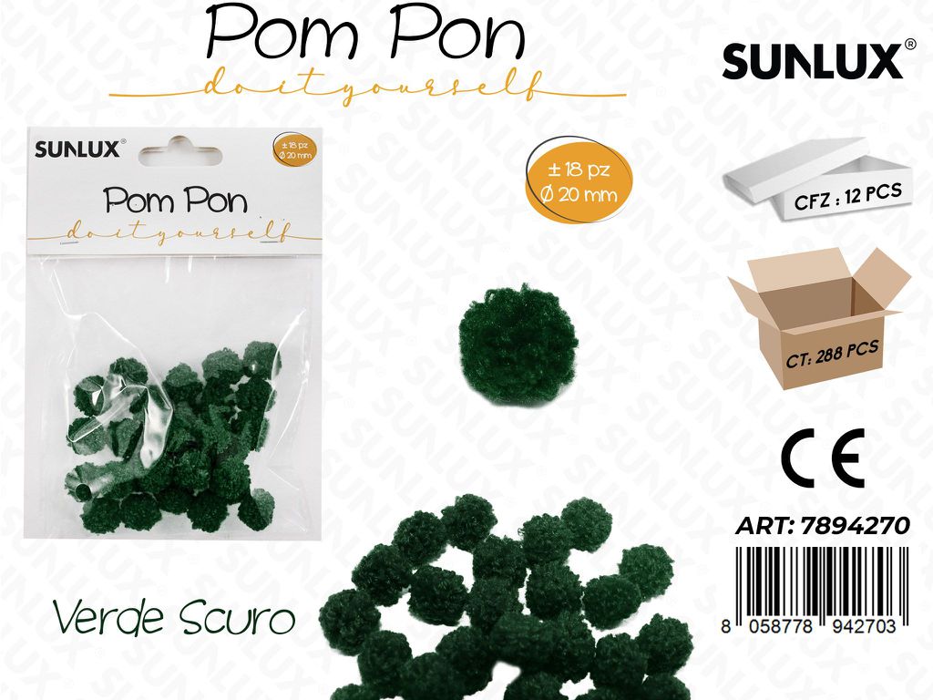 Pompon Verde Scuro D.20MM -18PCS