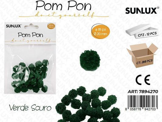Pompon Verde Scuro D.20MM -18PCS