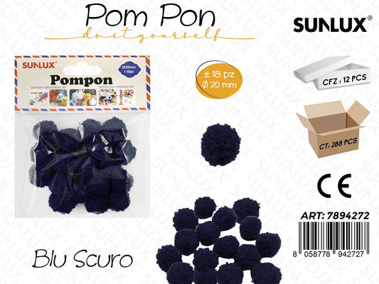 Pompon Blu Scuro D.20MM -18PCS