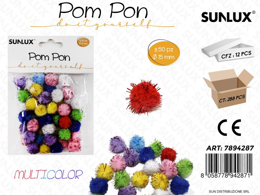 Pompon Multicolor D.15 MM-50PCS