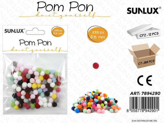 Pom Pon Colori Ass. 100PCS D.8MM