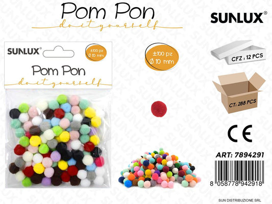 Pom Pon Colori Ass. 100PCS D.10MM