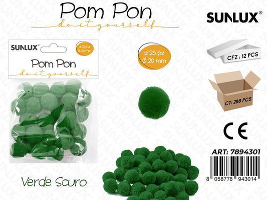 Sunlux Pom Pon Verde Scuro 25PCS D.20MM