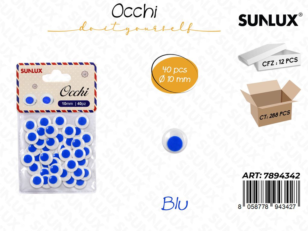 Occhi Dec. Blu 40PCS D.10MM