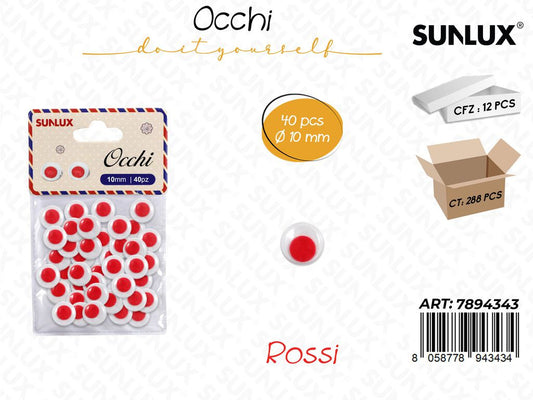 Occhi Dec. Rosso 40PCS D.10MM