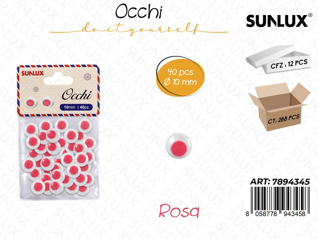 Occhi Dec. Rosa 40PCS D.10MM