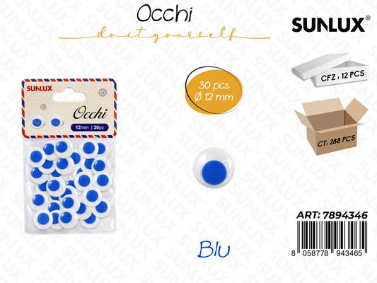 Occhi Dec. Blu 30PCS D.12MM