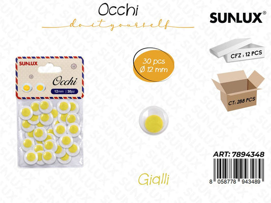 Occhi Dec. Giallo 30PCS D.12MM