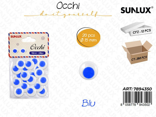 Occhi Dec. Blu 20PCS D.15MM