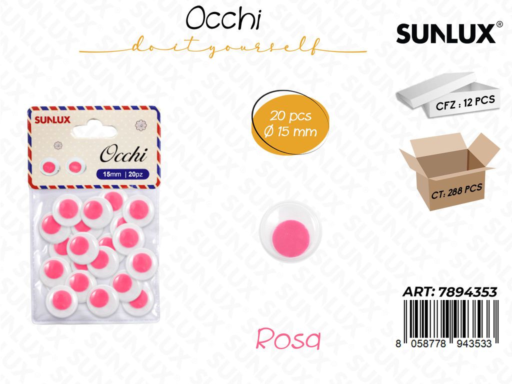 Occhi Dec. Rosa 20PCS D.15MM