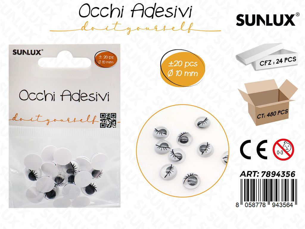 Occhi con Ciglia Adv 10MM 20PCS/ 24PZ