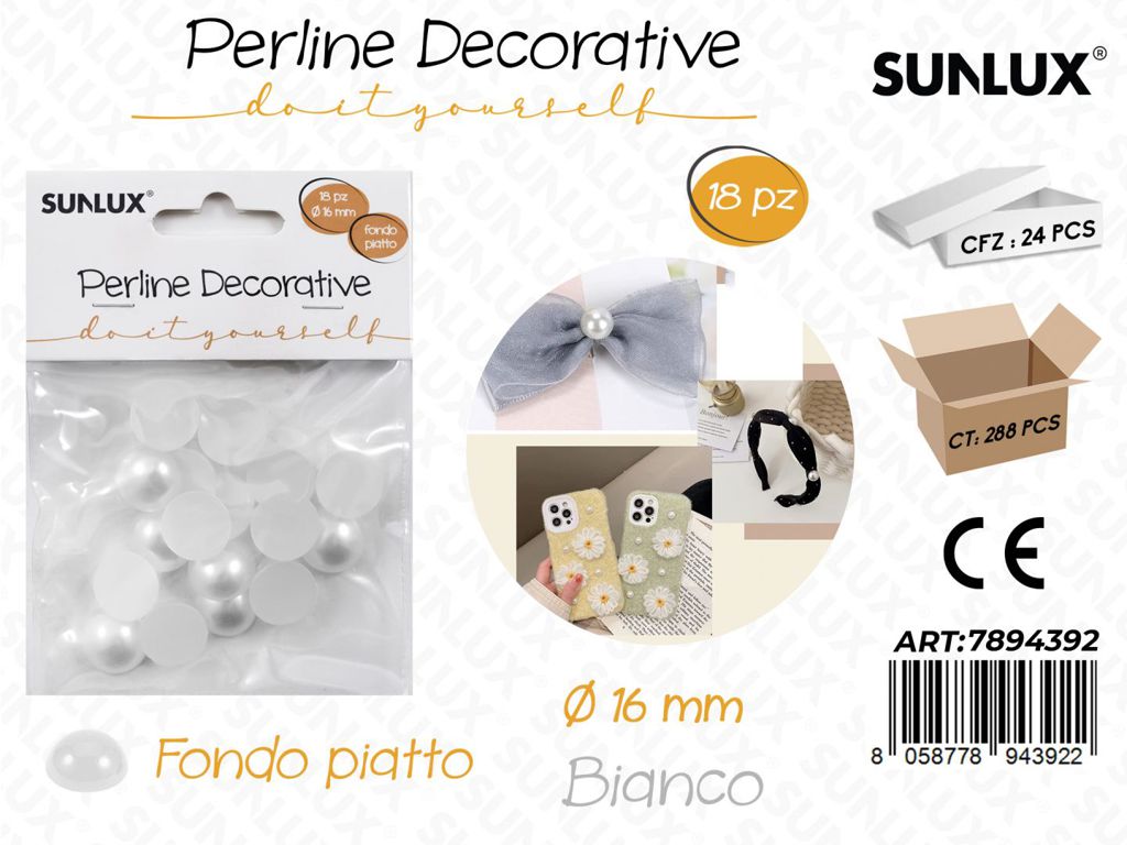 Perline Dec. Diy Bianco D. 16MM 18PCS