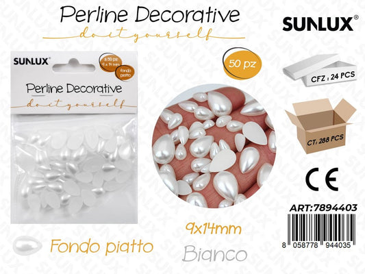 Perline Dec. Diy Goccia Bianco 9*14MM 50PCS