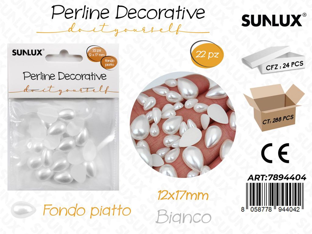 Perline Dec. Diy Goccia Bianco 12*17MM 22PCS