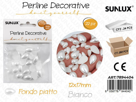 Perline Dec. Diy Goccia Bianco 12*17MM 22PCS