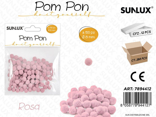 Pom Pon Rosa D.8MM 100PCS