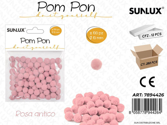 Pom Pon Rosa D.10MM 100PCS